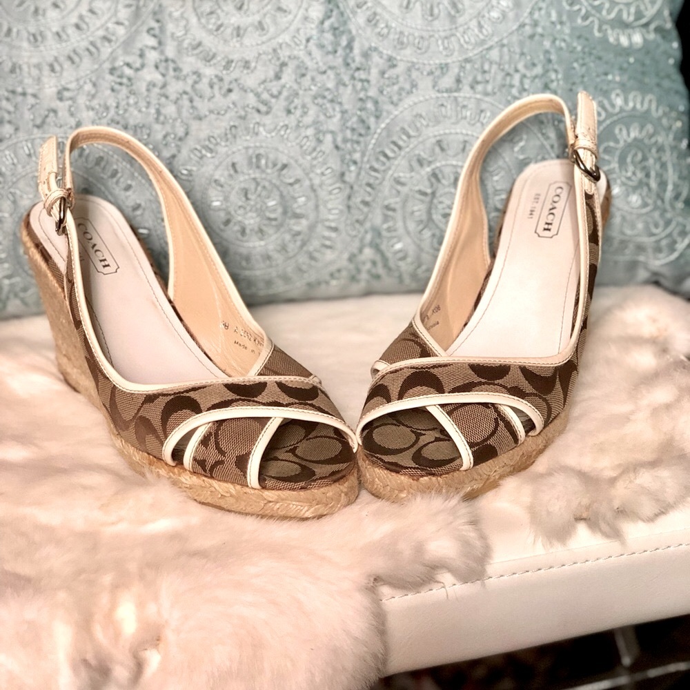 Coach Espadrille Slingback Peeptoe Sandals - Picture 3 of 13
